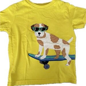 Mini Boden Yellow Tee with Skateboarding Dog